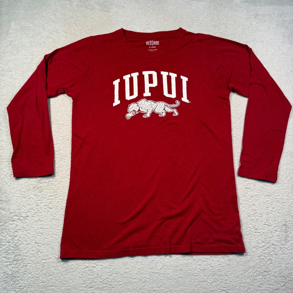 Redshirt IUPUI Long Sleeve T-Shirt Womens XL Red Jaguars Mascot Graphic Tee